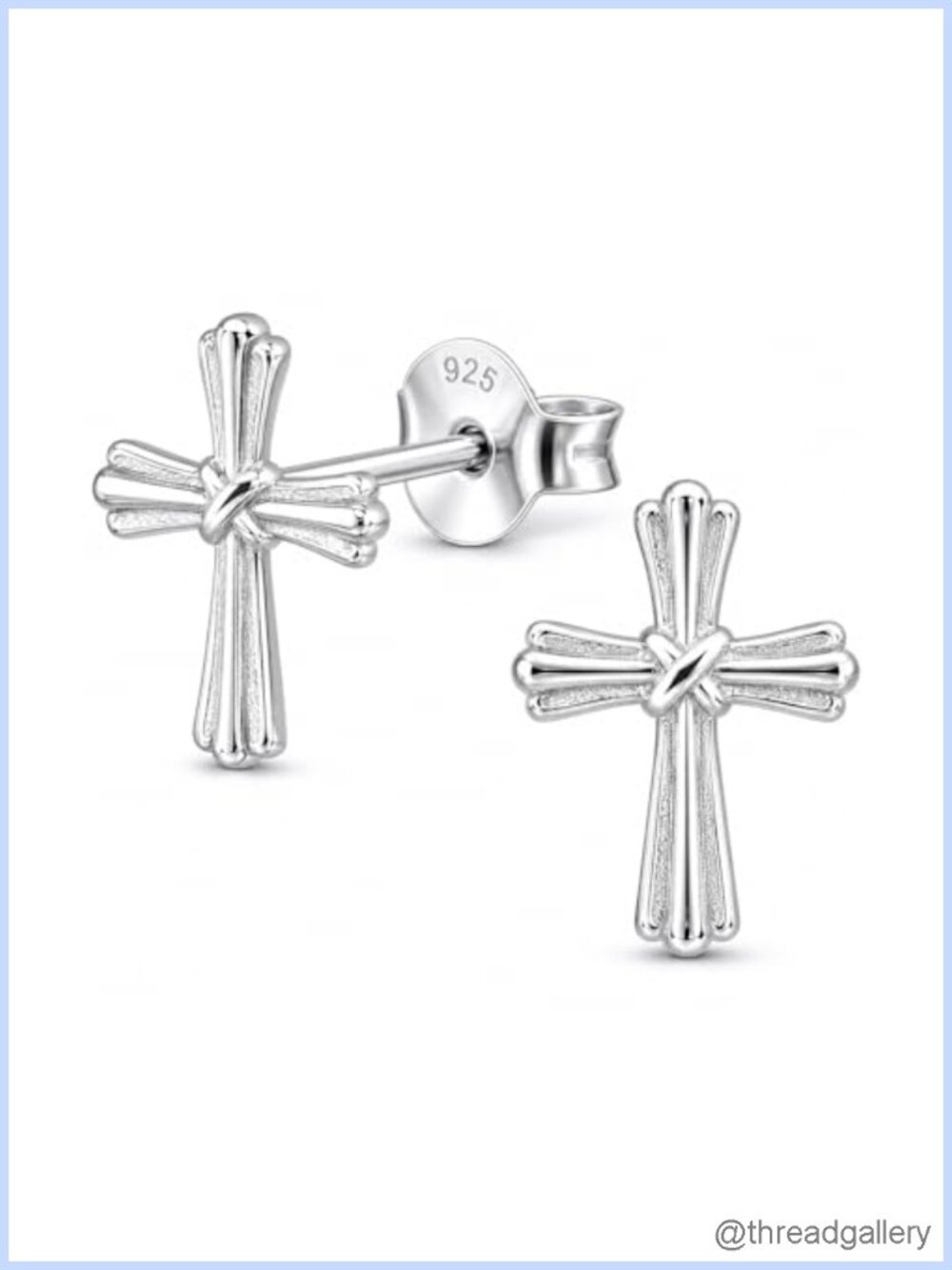 925 Sterling Silver Cross Stud Earrings Tiny Faith Jewelry 7mm